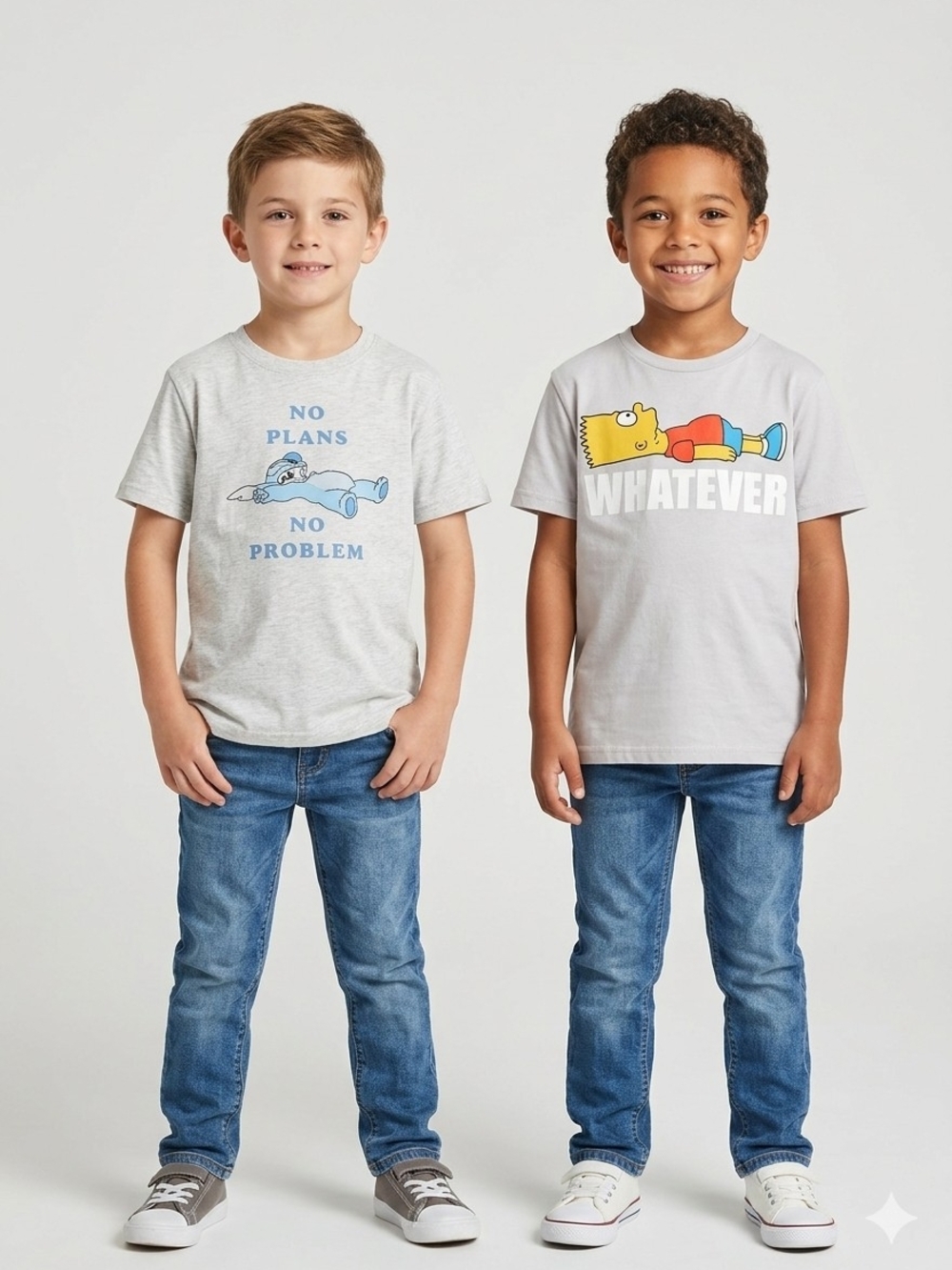 The Simpsons Boys XL (14/16) Lot 2-Pack Gray Graphic Bart Simpson & Stirch (Q-08